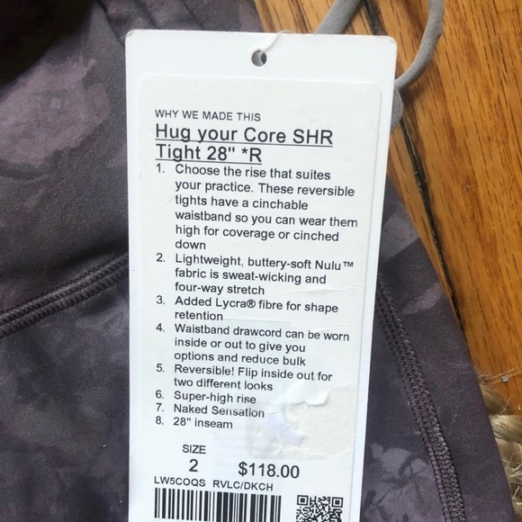 SOLD // Lululemon Hug Your Core SHR Tights 28” *R Rejuvenate Dark Chrome Size 2 - Picture 7 of 7